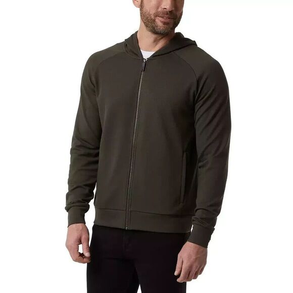 32 Degrees Men's Pique Full Zip Hoodie, Green, L - Picture 2 of 3